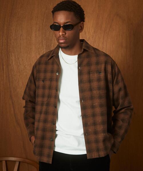 Schott N.Y.C. ショット オンブレチェックシャツ 長袖 S 羽織り Schott N.Y.C（ショット） シャツ Schott/ショット/PRINT OMBRE CHECK