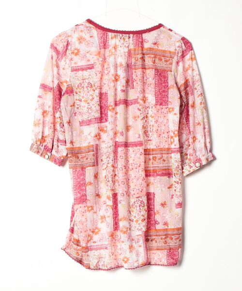 「CHIGNON」 花柄7分袖チュニック M ピンク レディース_画像2