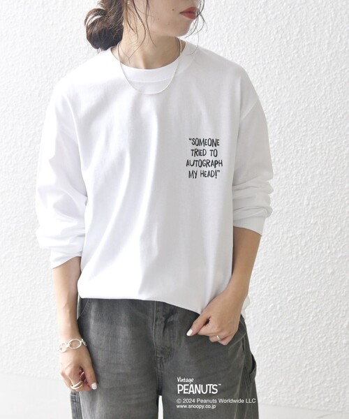 「PEANUTS」 長袖Tシャツ LARGE ホワイト メンズ_画像9