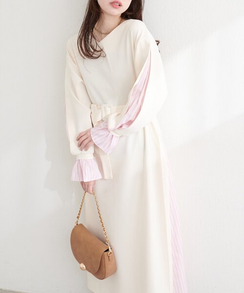 「natural couture」 長袖ワンピース FREE ネイビー レディース_画像2