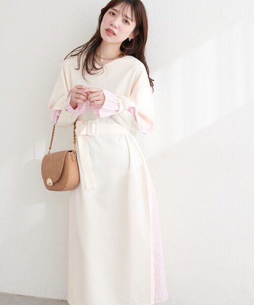 「natural couture」 長袖ワンピース FREE ネイビー レディース_画像4