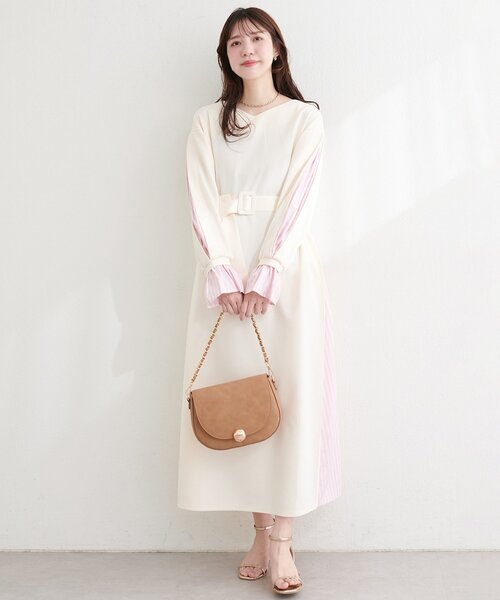 「natural couture」 長袖ワンピース FREE ネイビー レディース_画像6