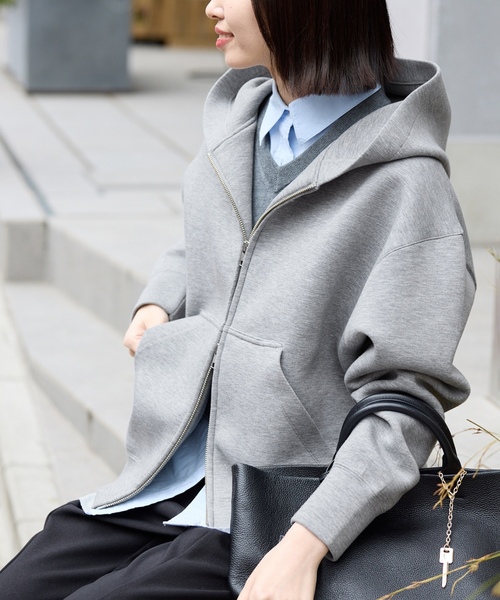 「SLOBE IENA」 ジップアップパーカー - グレー レディース_画像9