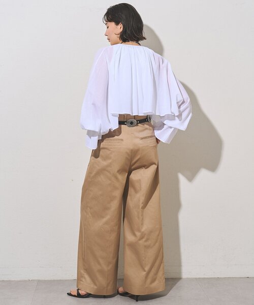 Whim Gazette ベージュ ワイドパンツ 36 Whim Gazette（ウィム ガゼット） ワイドパンツ パンツ TWILLタック