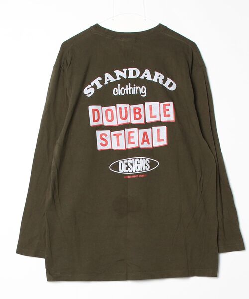 「DOUBLE STEAL」 長袖Tシャツ X-LARGE アーミー メンズ_画像2