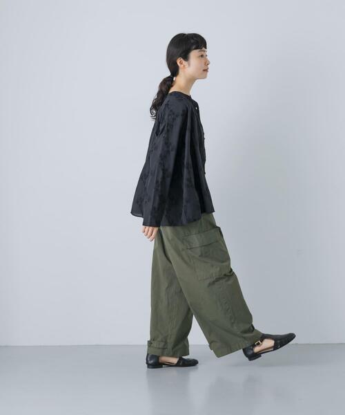 かぐれ ブラウス シャツ コットンエンブロイダリーAラインシャツ