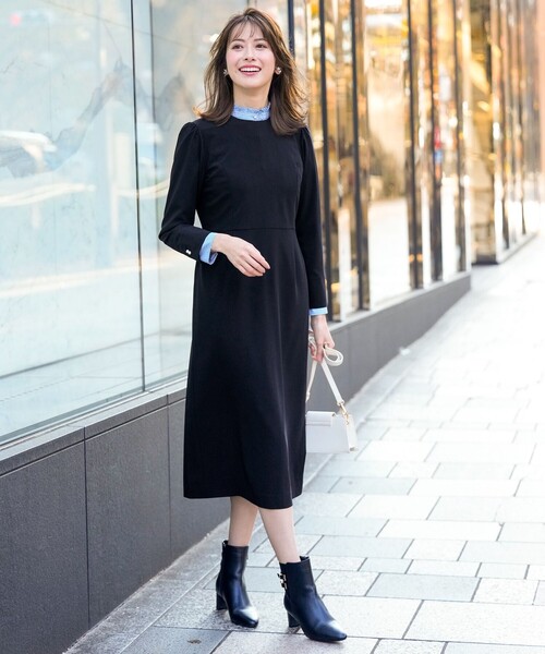 「ANY SIS」 長袖ワンピース MEDIUM ブラック レディース_画像6