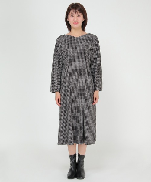 「IKKA LOUNGE」 長袖ワンピース L ネイビー レディース_画像2