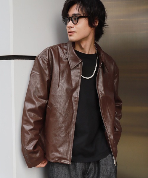 再々値下ALAND UNISEX VASTIC／シンプルレザージャケットMサイズ ALAND ジャケット ライダースジャケット 「UNISEX」VASTIC