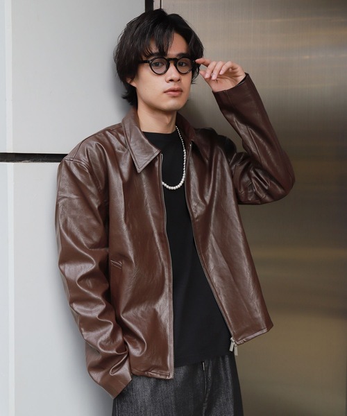 再々値下ALAND UNISEX VASTIC／シンプルレザージャケットMサイズ セール】【UNISEX】VASTIC／シンプルレザージャケット 2191903