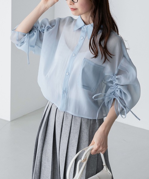 シャツ ブラウス ギャザースリーブ クロップドシアーシャツ :72251965:ZOZOTOWN Yahoo!店 - 通販 - Yahoo ...