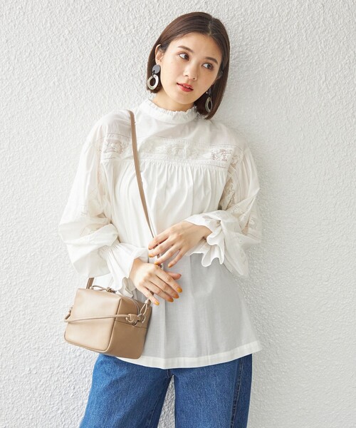 SHIPS for women / シップスウィメン 〈手洗い可能〉綿 ピコレース デザイン ブラウス ◇ SHIPS for women / シップスウィメン 〈手洗い可能〉綿