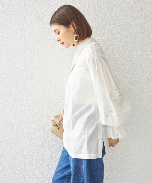 SHIPS for women / シップスウィメン 〈手洗い可能〉綿 ピコレース デザイン ブラウス ◇ SHIPS ブラウス シャツ 「手洗い可能」綿 ピコレース デザイン