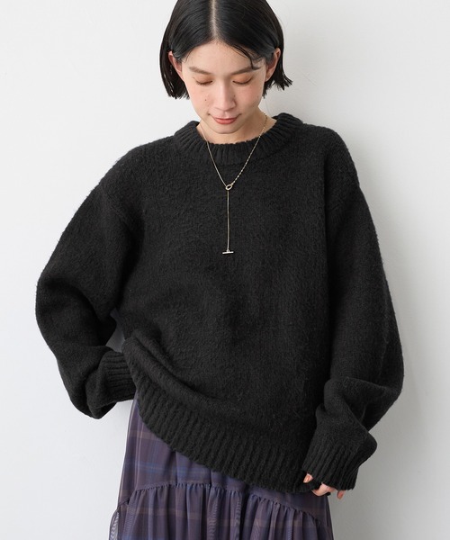 ■新品JUSGLITTYふわふわゆるニット セーター セール】パールデザインふわふわニット（ニット/セーター