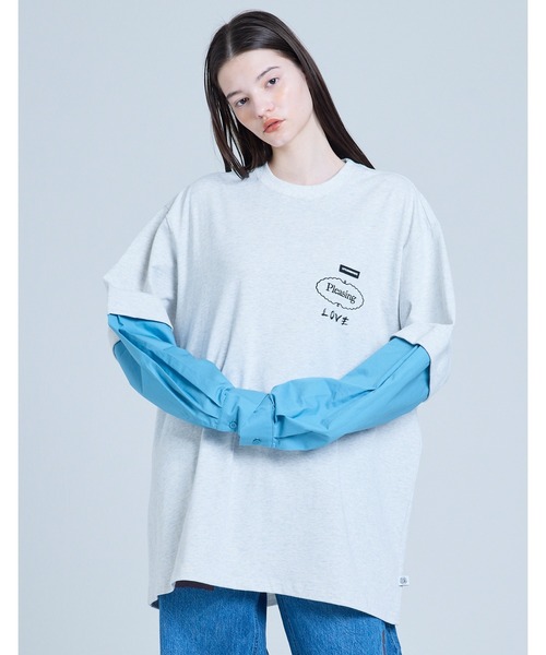 tシャツ /Little Sunny Bite/fake layered long tee レディース メンズ