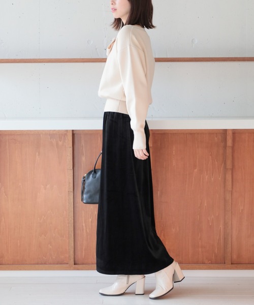 SETUP7 スカート 「SETUP7」ベロアロングスカート KNF037