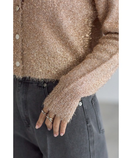 &. NOSTALGIA（ノスタルジア） カーディガン ラメフェザーカーディガン