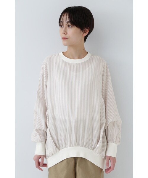 human woman / ヒューマンウーマン ◆コットンオックスストライプブラウス human woman ブラウス シャツ コットンオックスストライプ