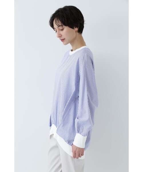 human woman / ヒューマンウーマン ◆コットンオックスストライプブラウス human woman ブラウス シャツ コットンオックスストライプ