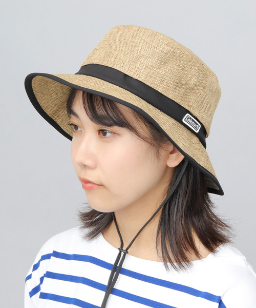 Coleman 帽子 ハット ジュート風シート あご紐付き