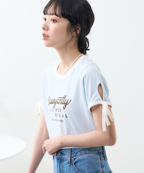 tシャツ RIBBON ASSORT TEE/リボンアソートTシャツ レディース ハート＆リボンモチーフアソートTシャツ（Tシャツ/カットソー