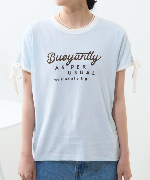 tシャツ FLAREUP／クラウドT レディース FREAK'S STORE tシャツ リボン リンガーT/袖リボン リンガーT
