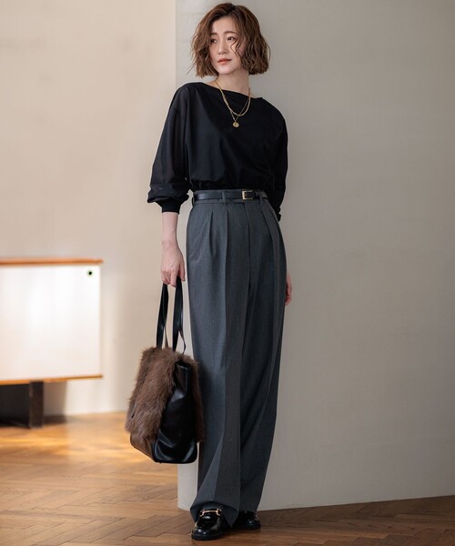 tシャツ 「洗える」クリアトリコットジャージー ボートネック