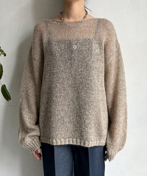 DouDou ニット セーター ラメモヘヤメッシュプルオーバー DouDou ニット セーター ラメモヘヤメッシュプルオーバー
