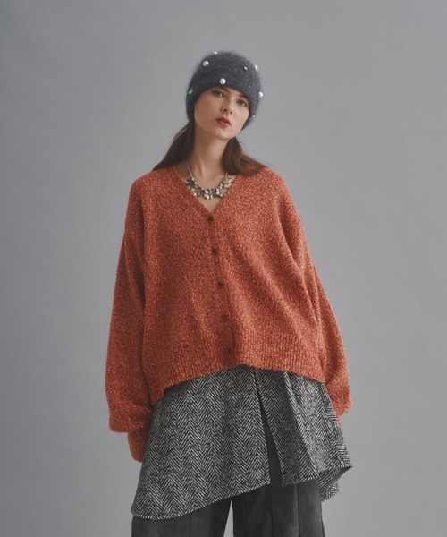 カーディガン Lame melange knit short cardigan / ラメメランジ