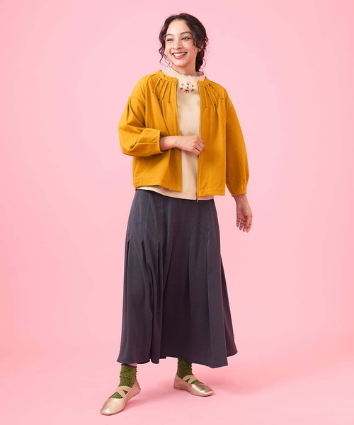 Jocomomola（ホコモモラ） スカート T/Rナイロン 切り替えタックス