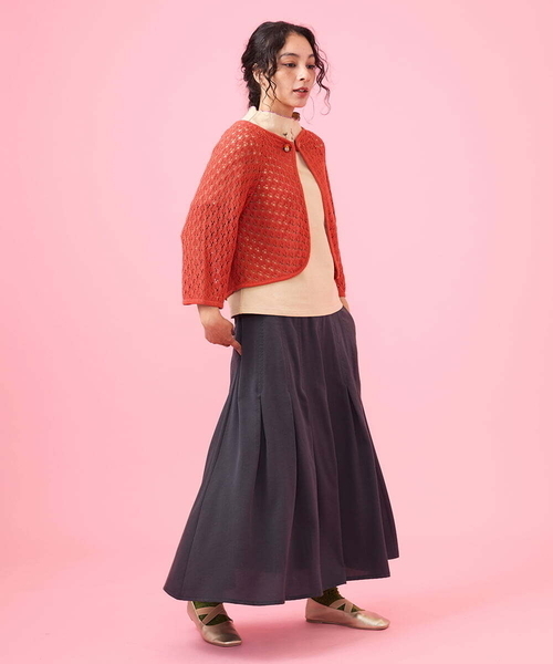 ホコモモラ（JOCOMOMOLA）/T/Rナイロン 切り替えタックスカート Jocomomola（ホコモモラ） スカート T/Rナイロン 切り替えタックス