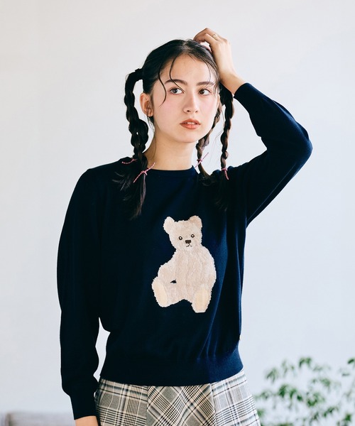 Jolly Poupee ニット セーター こぐまジャガードニット レディース