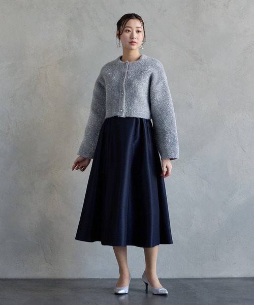 AIMER（エメ） カーディガン ラメシャギーニットパールボタン