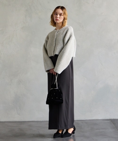 AIMER（エメ） カーディガン ラメシャギーニットパールボタン