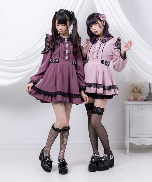 DearMyLove ワンピース キラキラビジューレース重ねフリルワンピース