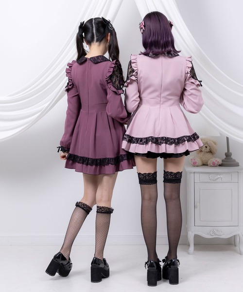 DearMyLove ワンピース キラキラビジューレース重ねフリル