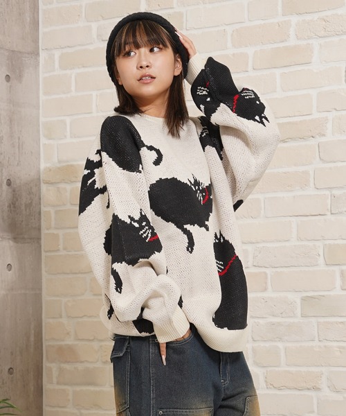 セーター ニット Wジャガード アニマル クルーニット / W Jacquard