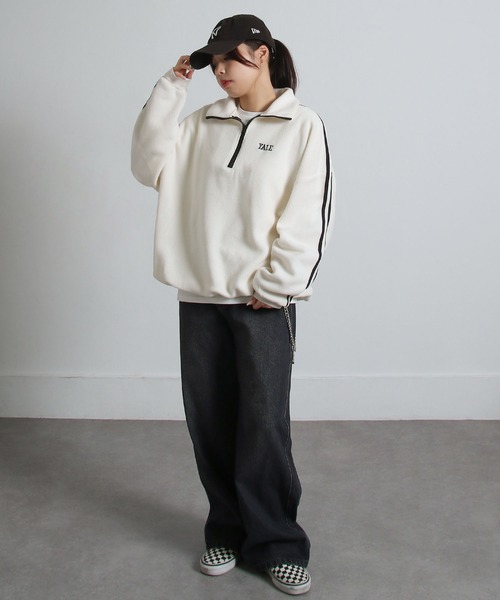トレーナー スウェット UNISEX LOGO POINT LS SWEAT TOPS レディース トレーナー スウェット ランダム刺繍ロゴスウェット レディース