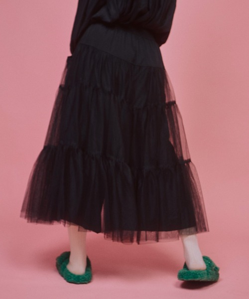 manana suerte パンツ チュールレースワイドパンツ レディース