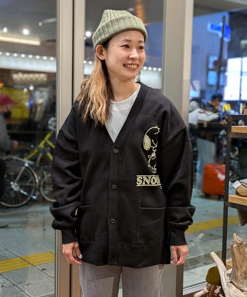 SNOOPY×OLD BETTY'S カーディガン スヌーピー「SNOOPY」裏起毛 SNOOPY×OLD BETTY'S カーディガン スヌーピー「SNOOPY」裏起毛