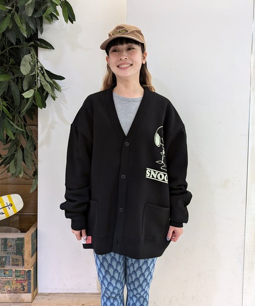 SNOOPY×OLD BETTY'S カーディガン スヌーピー「SNOOPY」裏起毛