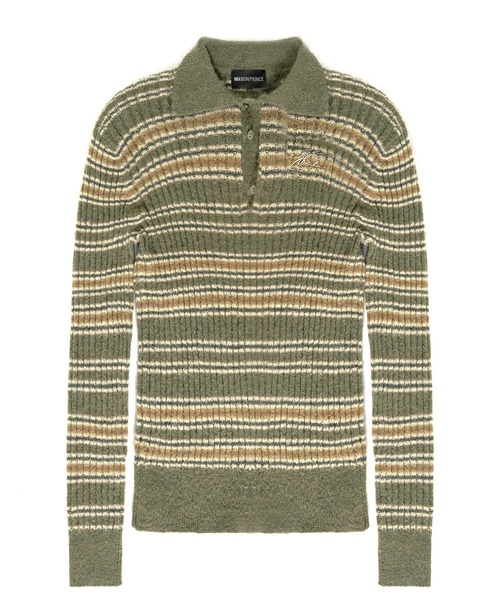 MASONPRINCE セーター ニット ジャストフィット ポロカラー ボーダー柄