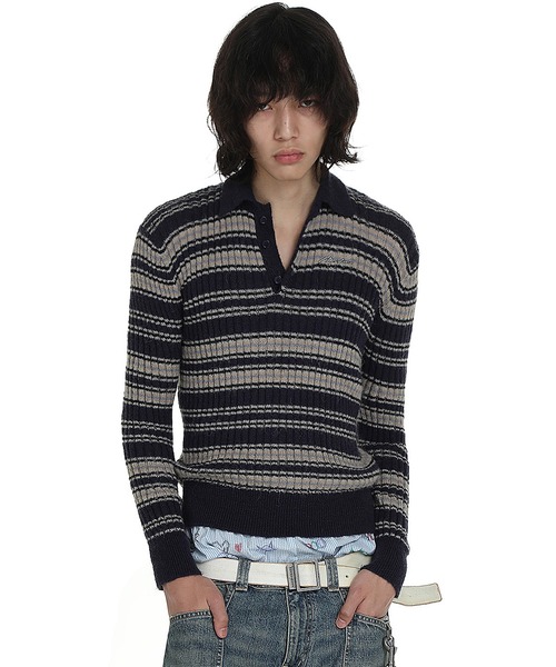 MASONPRINCE セーター ニット ジャストフィット ポロカラー