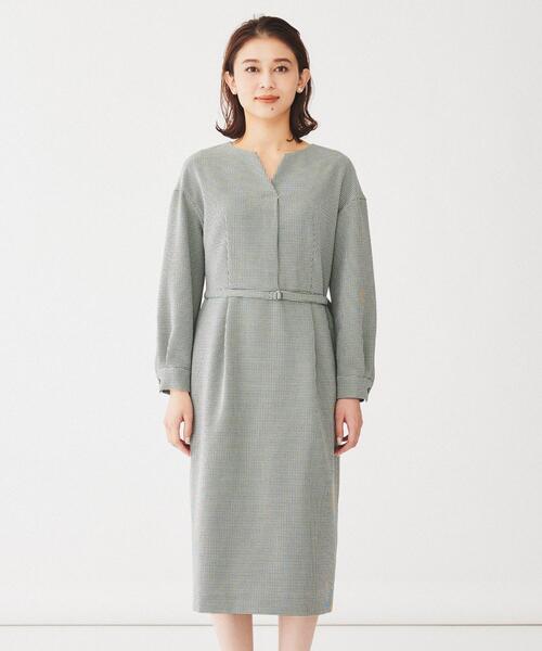 Untitled 日本製】キーネックナローワンピース 03 L ブラック きれいめ/日本製】キーネックナローワンピース（ミドルワンピース