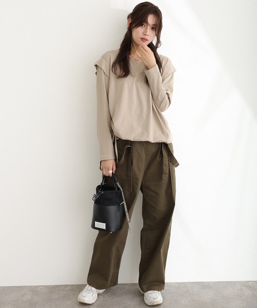 ElegChic サロペット オーバーオール サイドビックポケットサロペット 