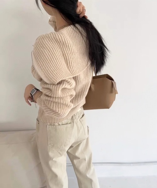 ニット セーター ビッグカラージップニット レディース miniministore ニット セーター ハーフジップニットセーター
