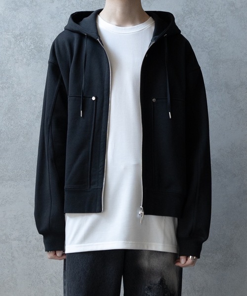lycee ネーブル　男嫌いなバッキー　2枚 Hatsunex “MITERU” Zip upパーカー（モノクロブラック） | HATSUN