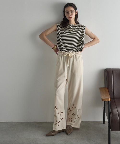 パンツ yuu.s JUN MIKAMI｜シースルーボーダーパンツ イージーパンツ 25SS-12