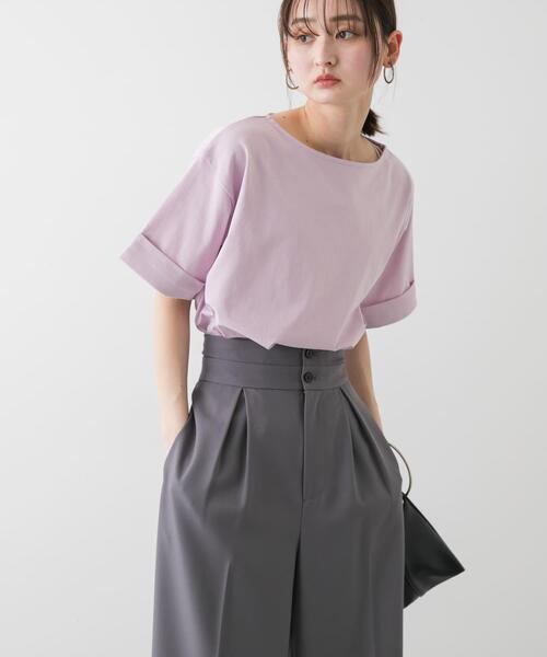 GRAUSOLI 半袖 トレーニングトップス グレー/ピンク SENSE OF PLACE by URBAN RESEARCH tシャツ 「UR TECH」ロールスリーブ