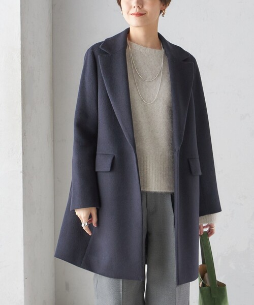 SHIPS（シップス） チェスターコート 40 ネイビー レディース
